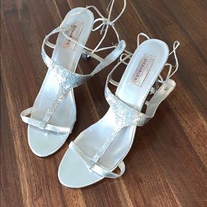 Silver glitter heels